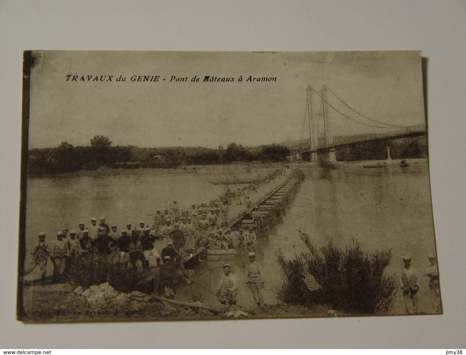 GARD-TRAVAUX DU GENIE-PONT DE BATEAUX A ARAMON-ANIMEE - Aramon