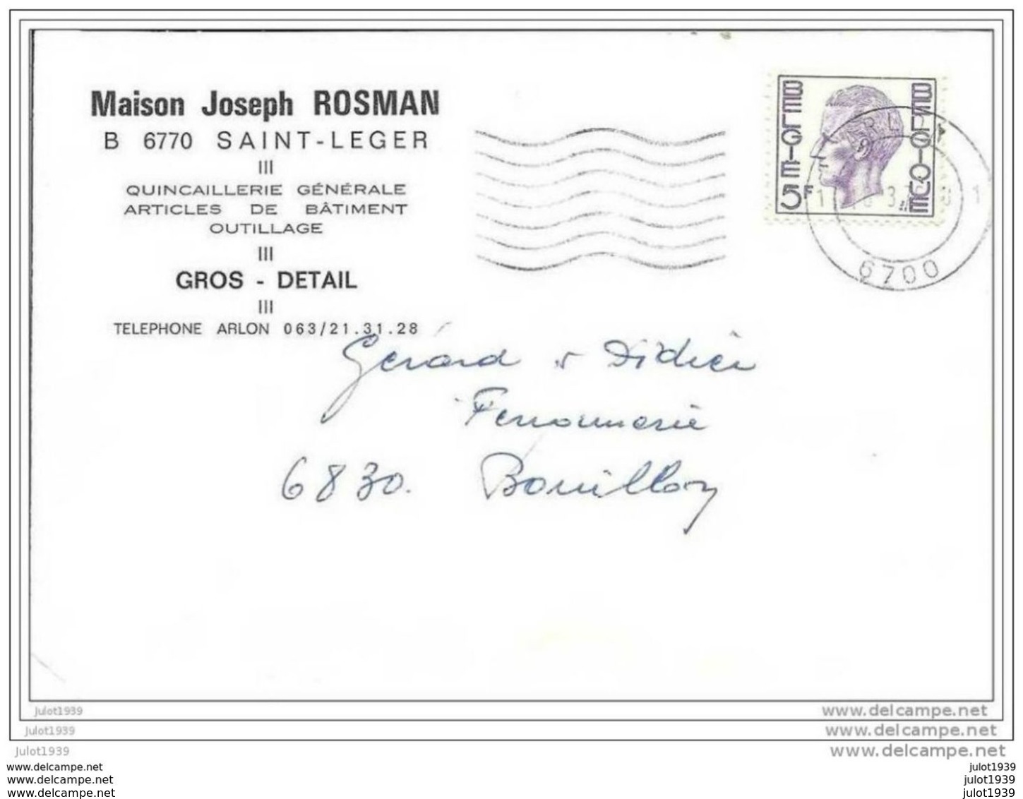 SAINT - LEGER ..-- Carte De Commande De La Quincaillerie Joseph ROSMAN . 1976 . - Saint-Léger