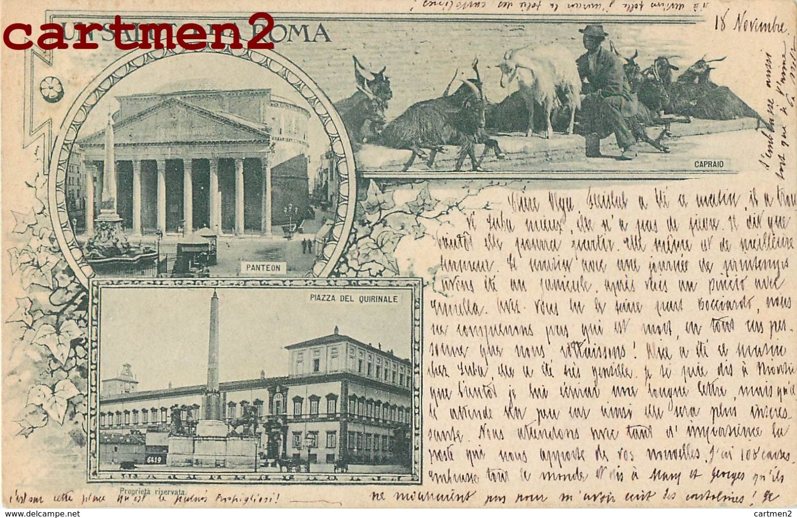 UN SALUTO DA ROMA MULTIVUES 1899 ITALIA ROME - Panoramische Zichten, Meerdere Zichten