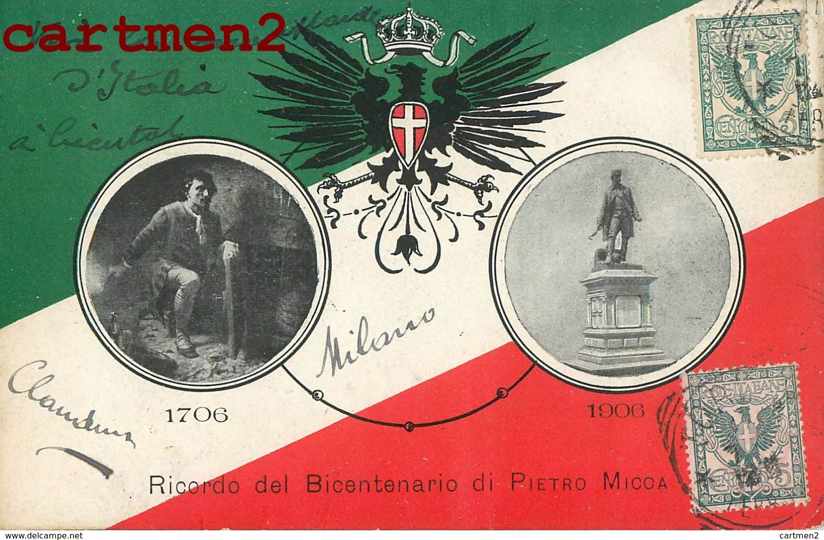 RICORDO DEL BICENTENARIO DI PIETRO MICCA 1706-1906 TORINO ITALIA ESPANA GUERRA  CITADELLE CHAMBREY PIEMONT SAVOIE - Personaggi