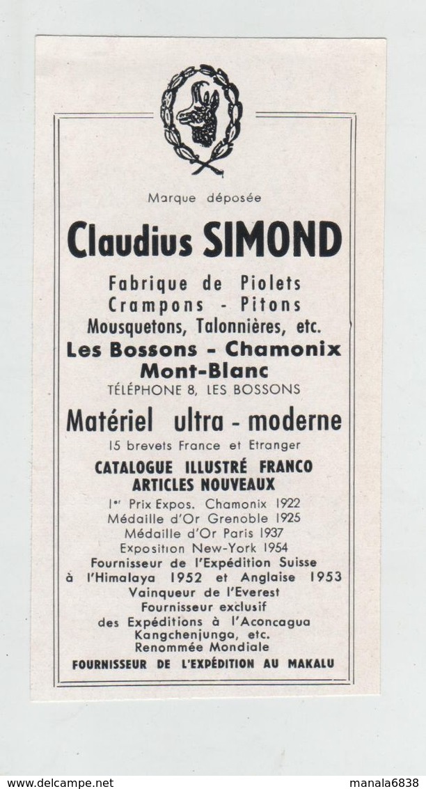 Simond Piolets Crampons Pitons Les Bossons Chamonix - Reclame