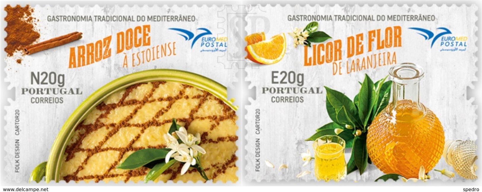 Portugal 2020 EUROMED Euro Med Gastronomia Mediterrâneo Arroz Doce Food Alimentation Orange Liquer Aromatic Stamp - Food