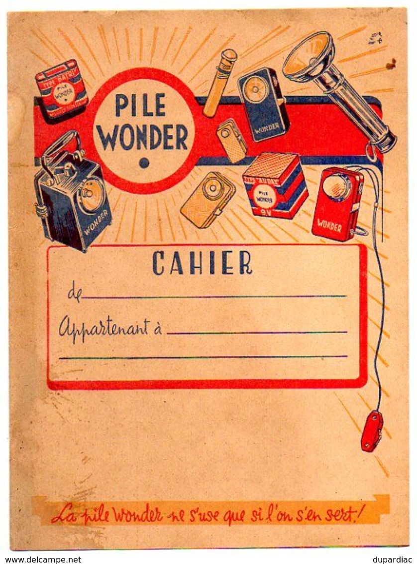 Protège - Cahier : Publicité Pour Les PILES WONDER. - Piles