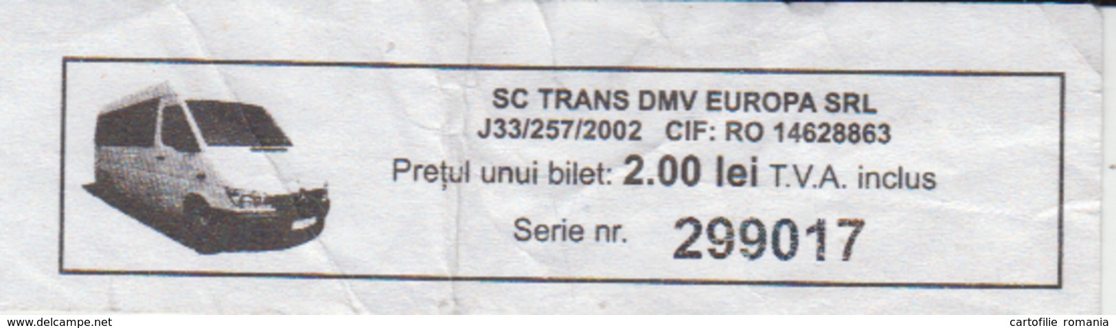 Romania - Bus Ticket One Way - Serial Number - Europe