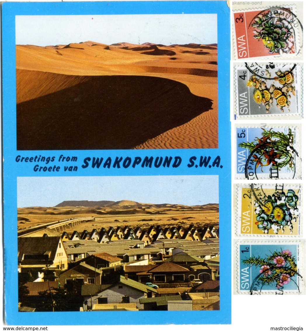 SWA  SOUTH WEST AFRICA  NAMIBIA  SWAKOPMUND  2 View Desert And City  5 Nice Stamps Flowers - Namibia