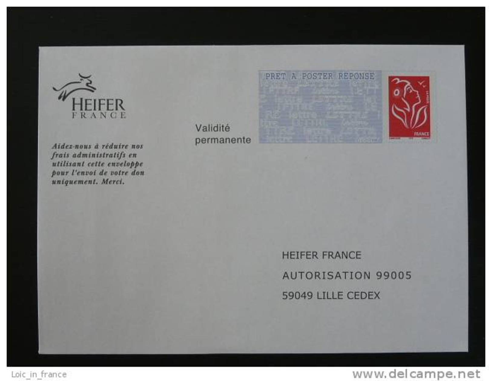 PAP Réponse Marianne De Lamouche Heifer France - Verso 05R456 - N° Intérieur D/16 B 1005 - Prêts-à-poster: Réponse /Lamouche