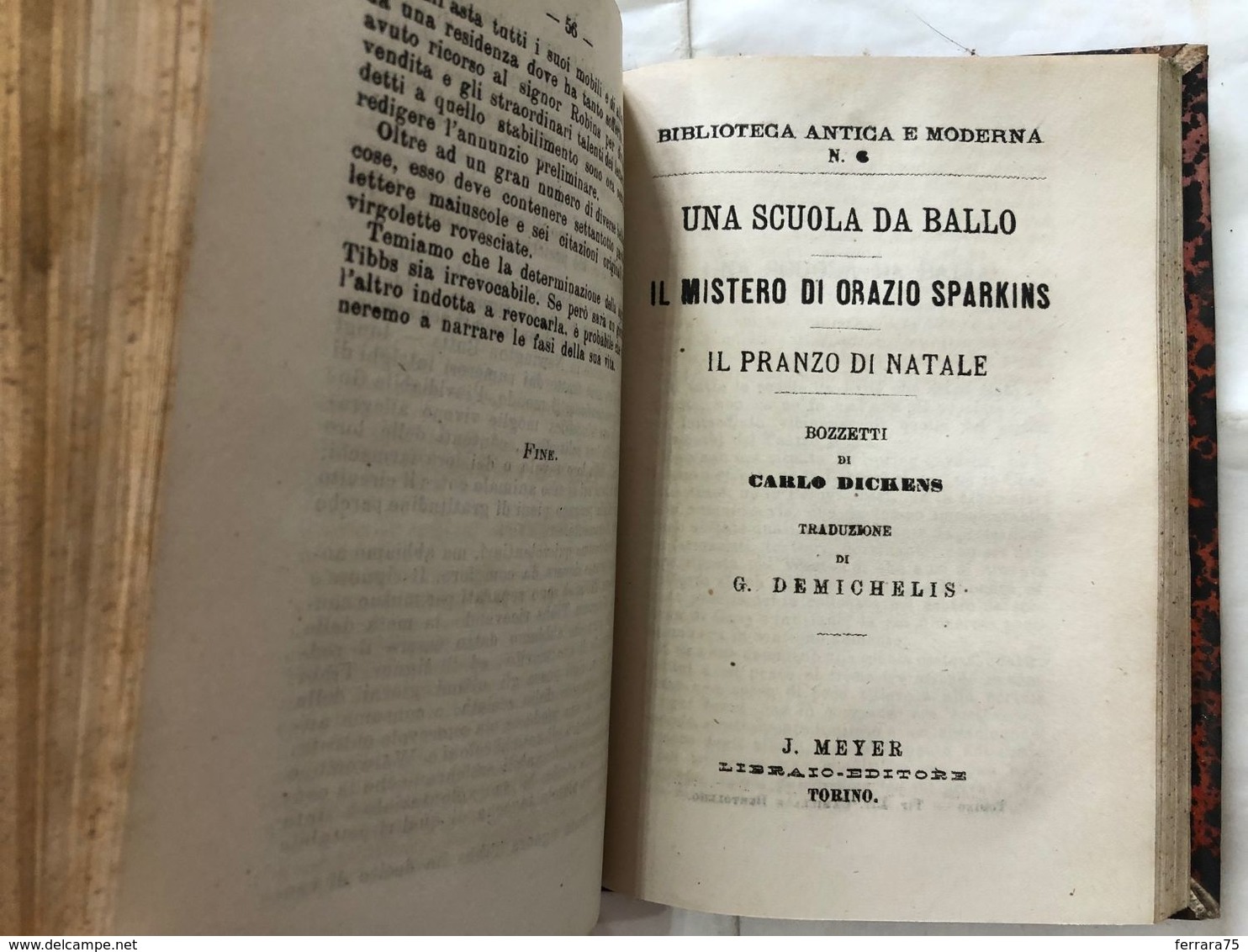 CARLO DICKENS BIBLIOTECA UNIVERSALE RACCONTI 1875 LA CASA TRISTA IL PRANZO DI NA