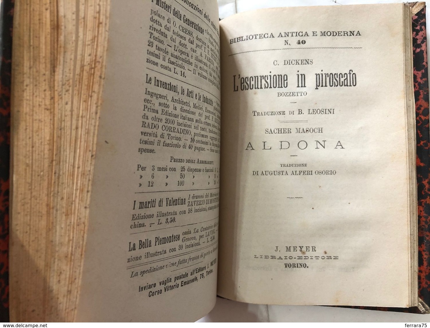 CARLO DICKENS BIBLIOTECA UNIVERSALE RACCONTI 1875 LA CASA TRISTA IL PRANZO DI NA