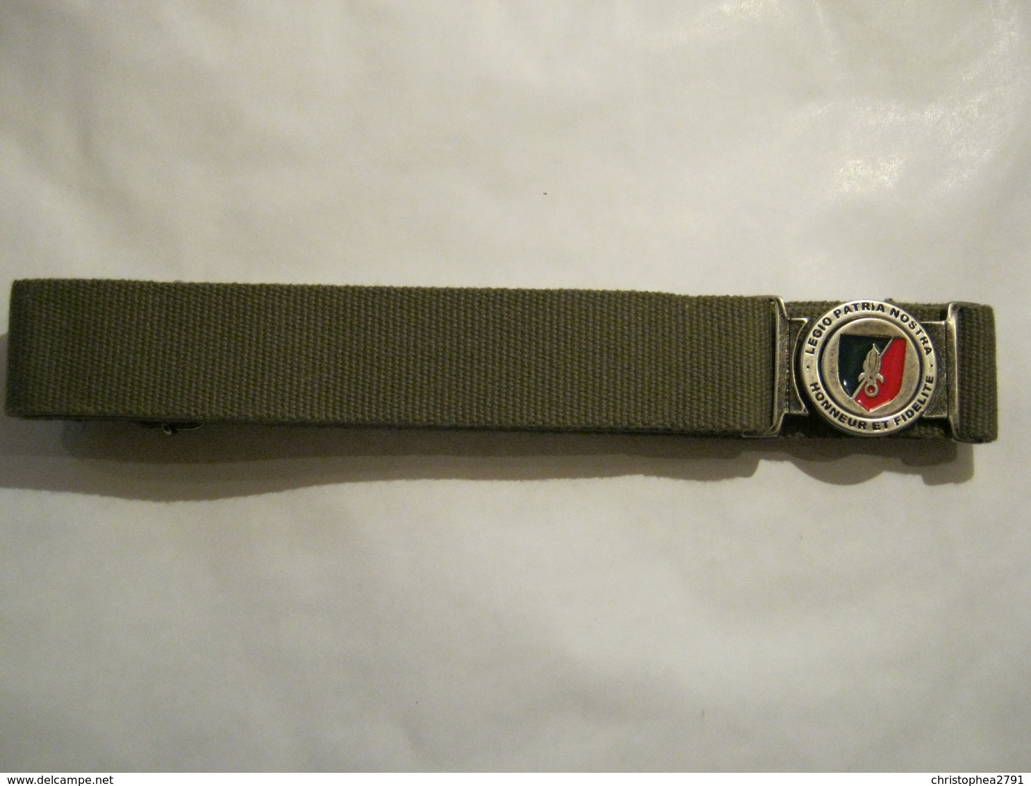 CEINTURE LEGION ETRANGERE TOILE VERT ARMEE BOUCLE ACIER LONGEUR 100 CM NEUVE - Equipaggiamento