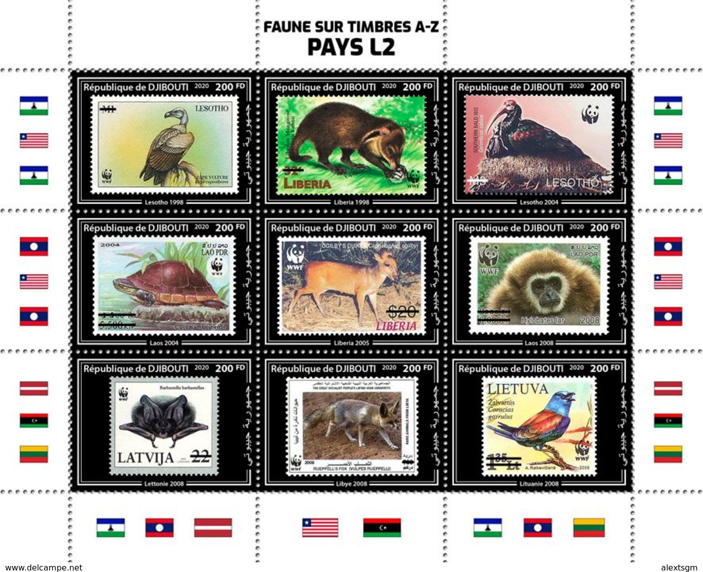 DJIBOUTI 2020 - Turtle, Fauna On Stamps L2. Official Issue. - Turtles