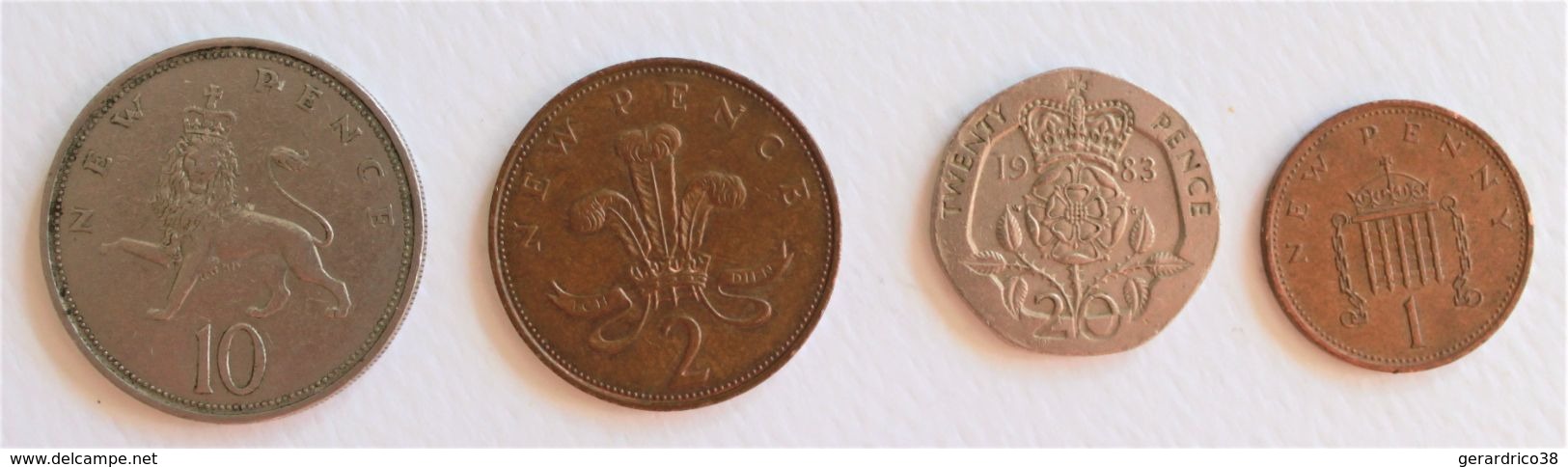 Lot De 1 Penny (1971).2 Pence(1971).10 Pence (1968).20 Pence (1983). - Otros & Sin Clasificación