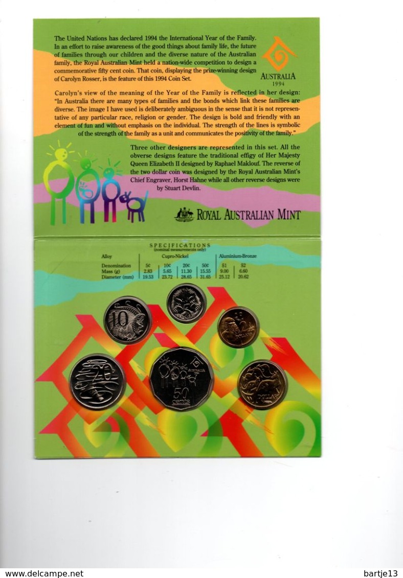 AUSTRALIE 1994 UNCIRCULATED COIN SET INTERNATIONAL YEAR OF FAMILY - Ohne Zuordnung