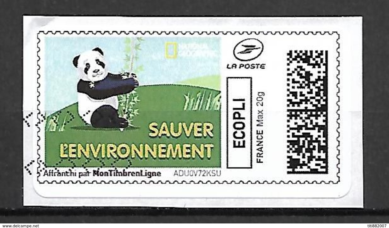 FRANCE     -   2020  -   Vignette  Illustrée.  Sauver L' Environnement  /  PANDA. - 2010-... Viñetas De Franqueo Illustradas