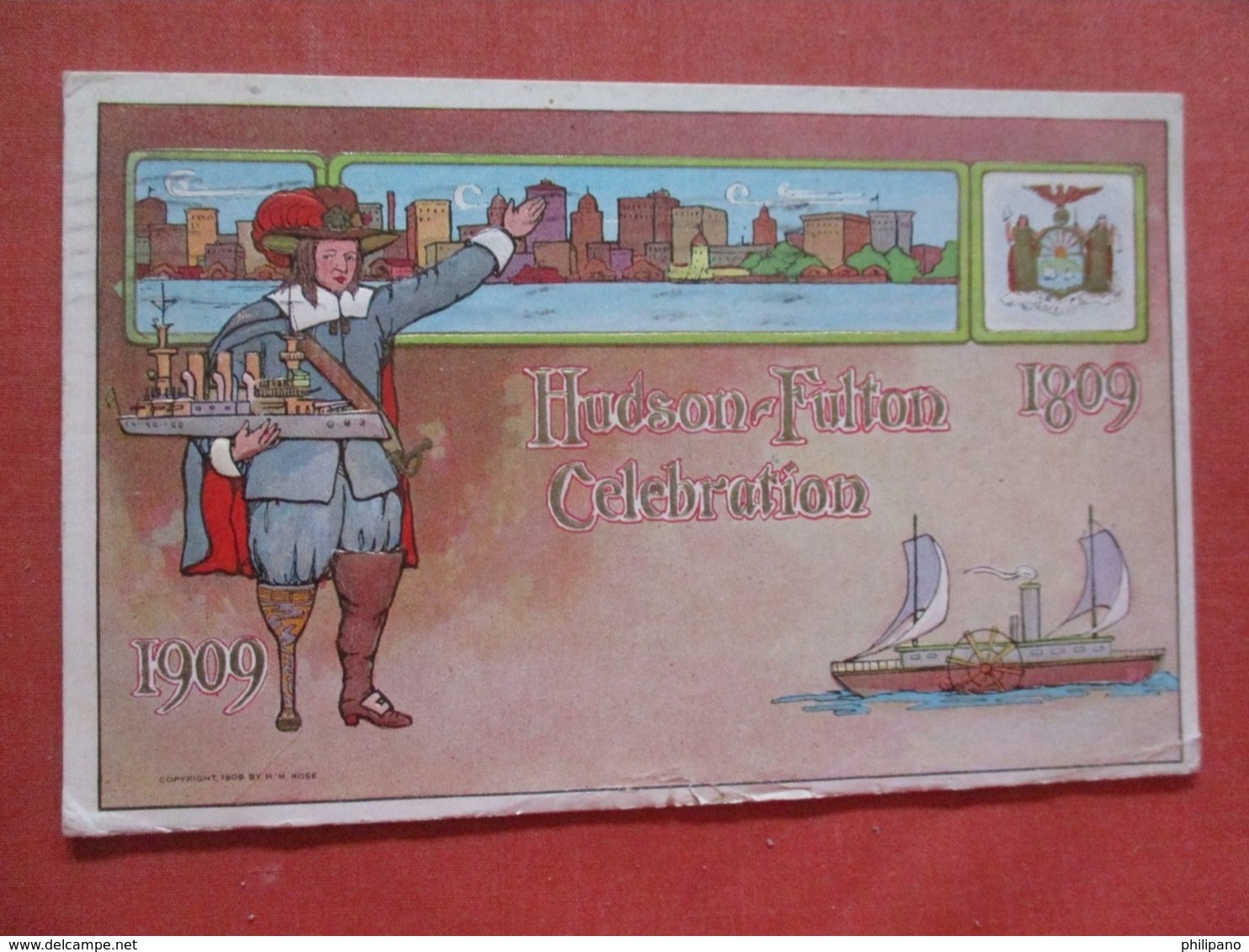 Embossed 1909 Hudson Fulton Celebration     Ref 4214 - Exhibitions