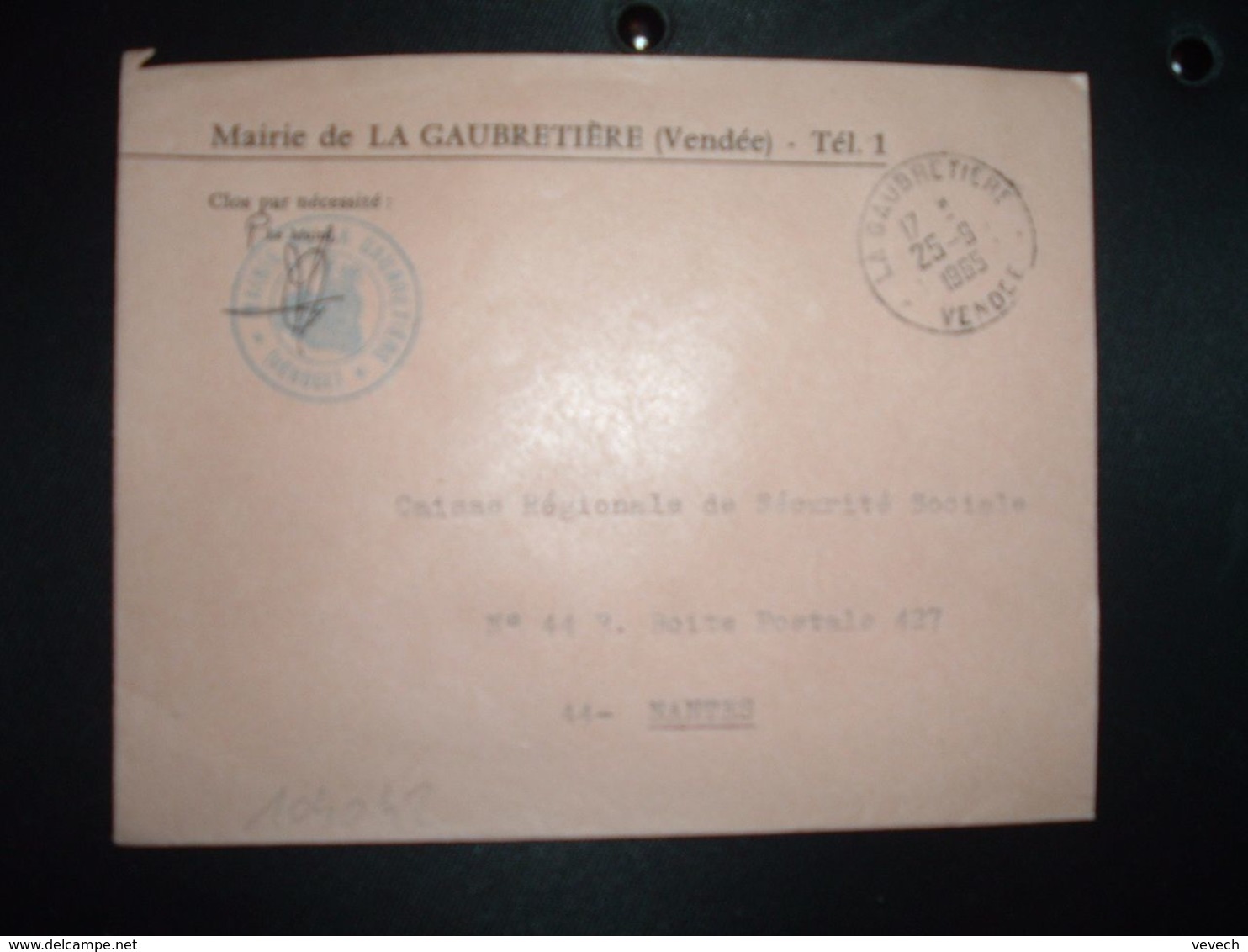 LETTRE MAIRIE OBL.25-9 1965 LA GAUBRETIERE VENDEE (85) - 1961-....