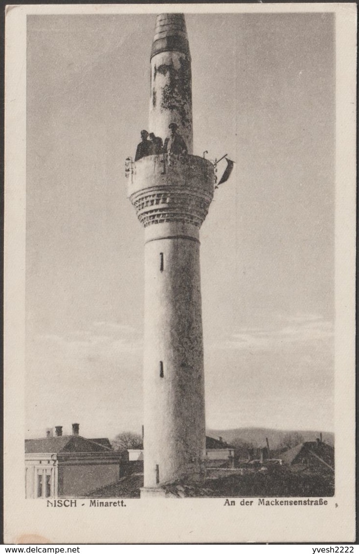 Yougoslavie / Allemagne 1916. 2 Cartes De Franchise Militaire. Minaret De La Mosquée De Niš (Nich), Muezzin - Islam