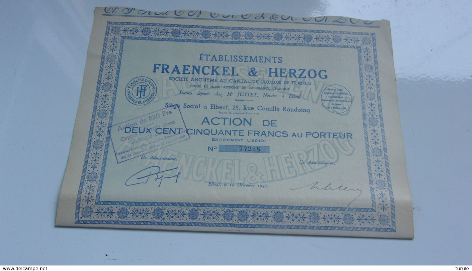 FRAENCKEL & HERZOG (1943) Elbeuf , Seine Maritime - Other & Unclassified