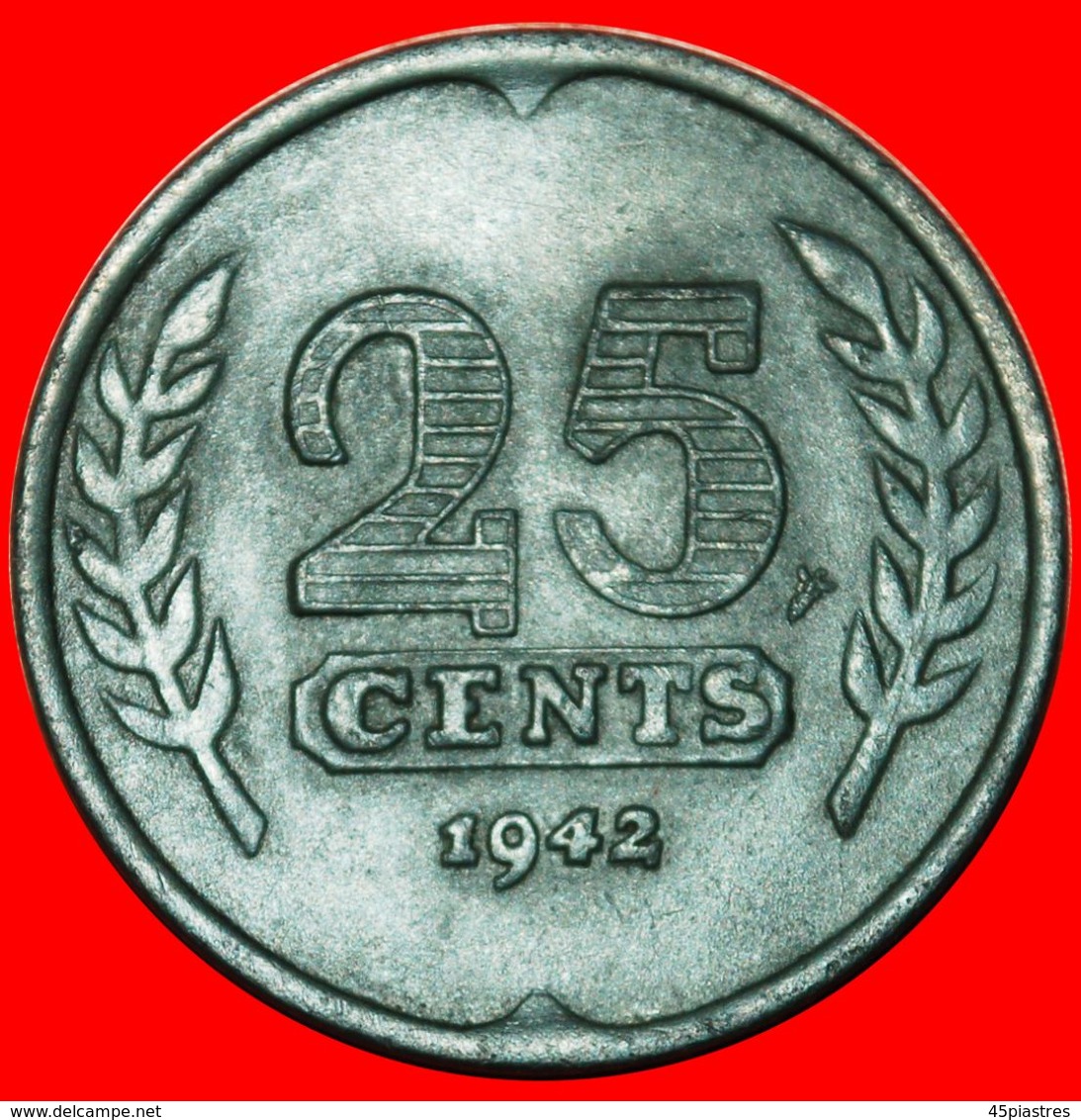 · OCCUPATION BY GERMANY (1941-1943) SHIP: NETHERLANDS ★ 25 CENTS 1942! LOW START ★ NO RESERVE! - 25 Centavos