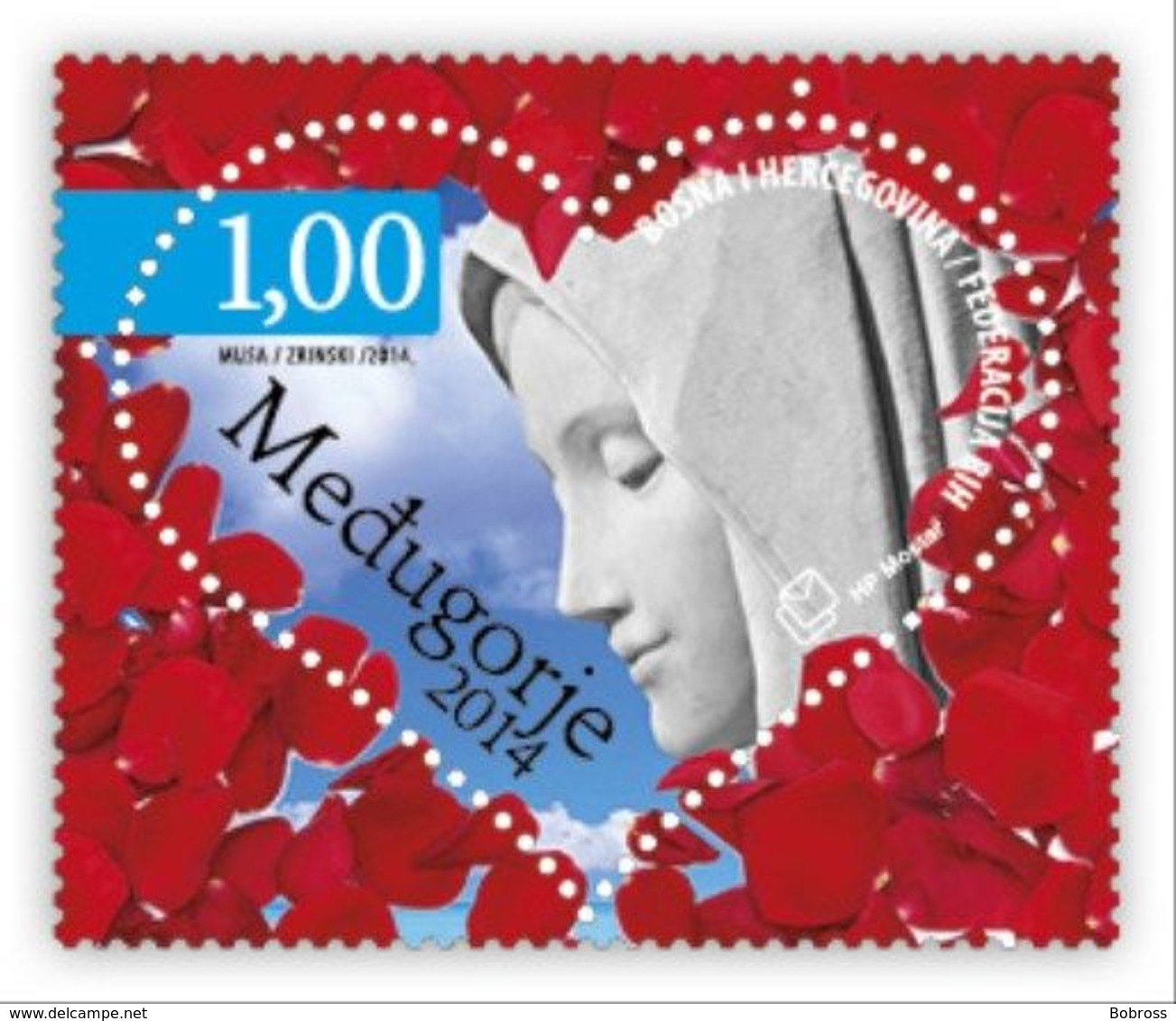 2014 Medjugorje, (heart-shaped Stamp With Rose Scent), N° 386, Croat Post Mostar, Bosnia And Herzegovina, MNH - Bosnien-Herzegowina