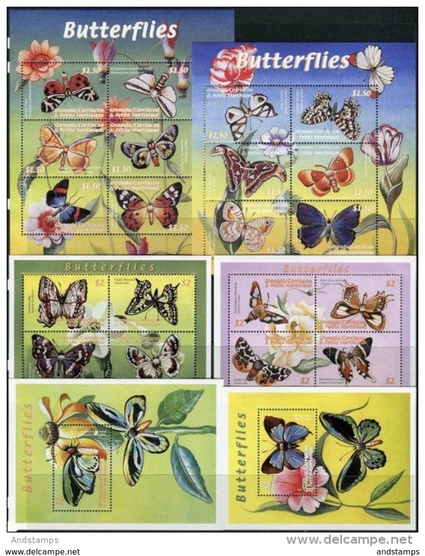 Grenada/Carriacou & Petite Martinique 2000. Michel #3219/38+Bl.#478/79 MNH/Luxe. Insects. Butterflies (B46) - Grenada (1974-...)