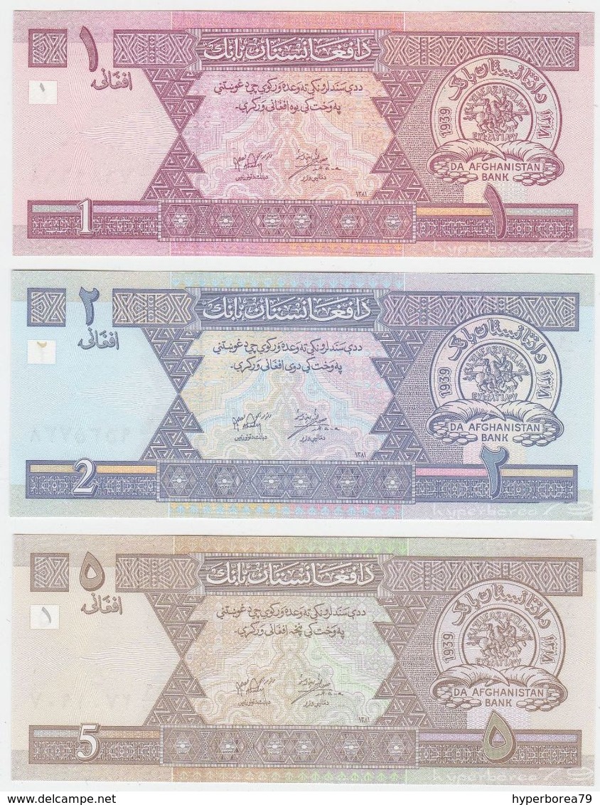 Afghanistan SET - 1 2 5 Afghanis 2002 - UNC - Afghanistan