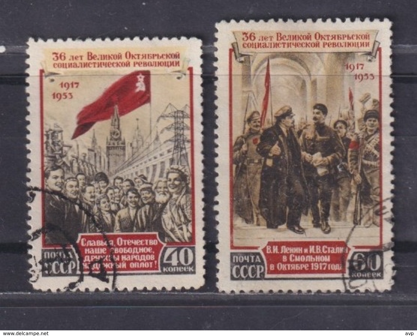 Russia, USSR 1953 Michel 1679-1680 36th Anniversary Of Great October Revolution Used - Oblitérés