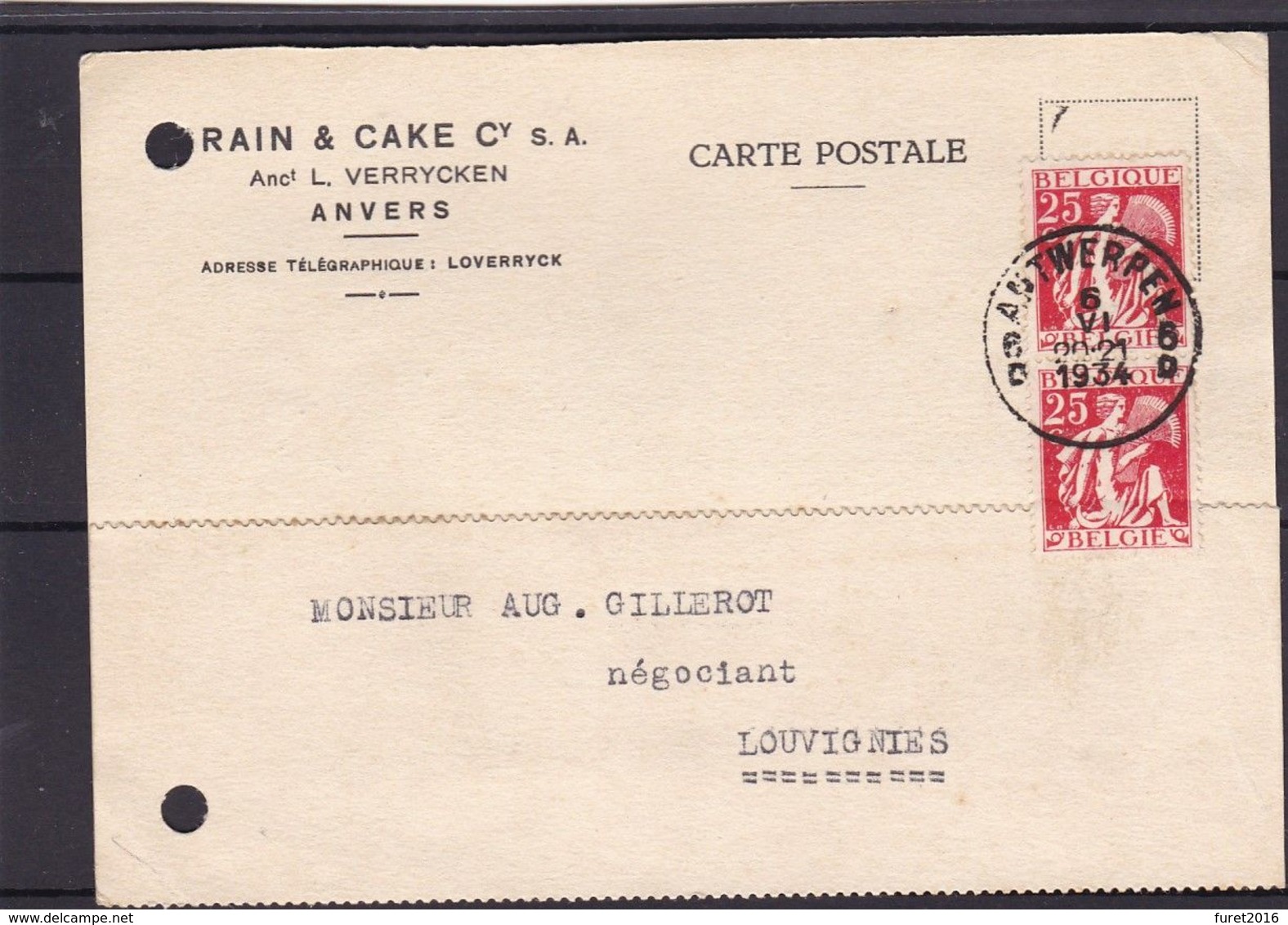 N° 337 Et 339 / Lot 4 Cartes De Hastiere Lavaux ,  Antwerpen , Statte Huy Et  Spa - 1932 Cérès Et Mercure