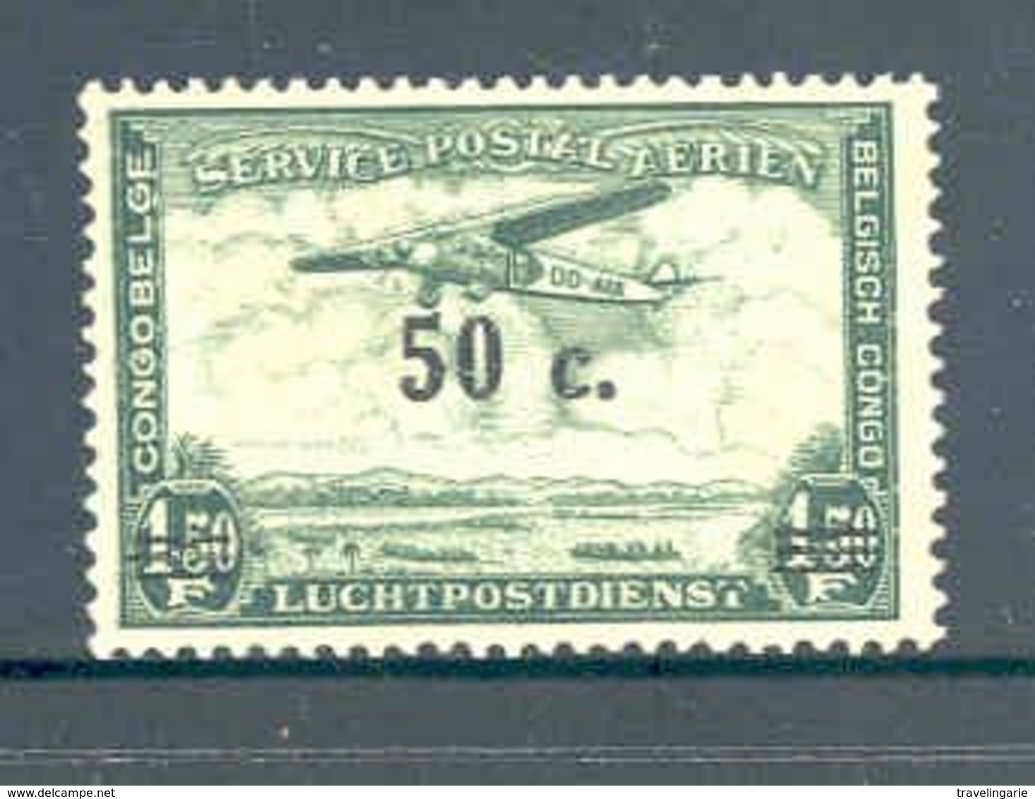 Belgian Congo 1936 Landscape With Aeroplane 0.50 F MNH ** - Neufs