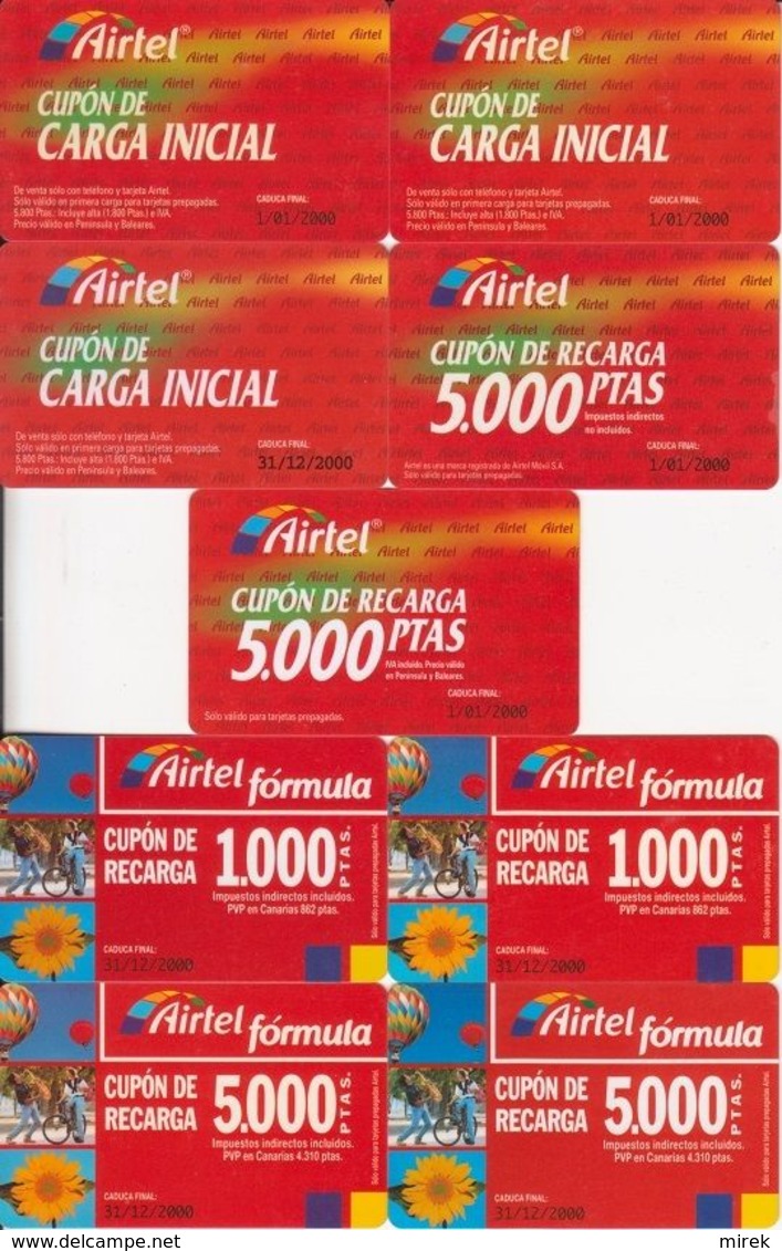 61/ Spain; Airtel, 25 Old Prepaid GSM Cards - Airtel