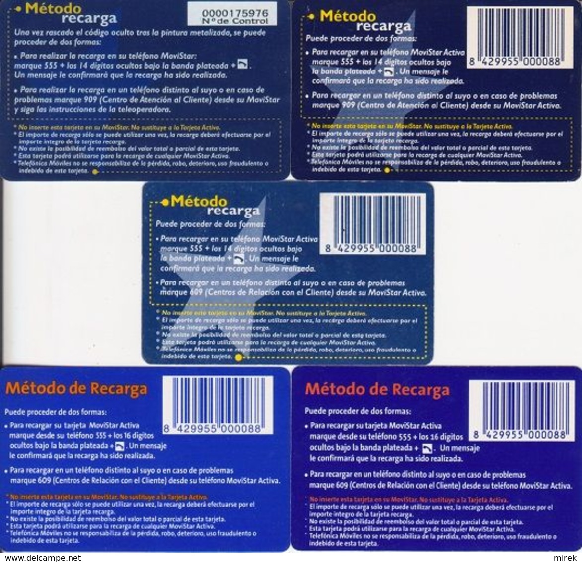 63/ Spain; Telefonica, 5 Old Prepaid GSM Cards - Telefonica