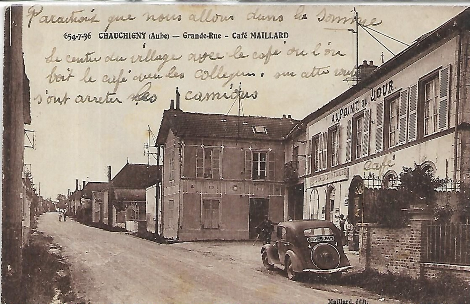 10, Aube, CHAUCHIGNY, Grande Rue - Café MAILLARD, Scan Recto-Verso - Autres & Non Classés