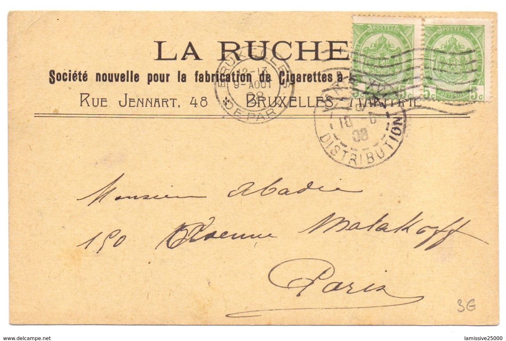 Belgique Carte Postale Pub Papier A Cigarettes La Ruche Abeilles - Abeilles