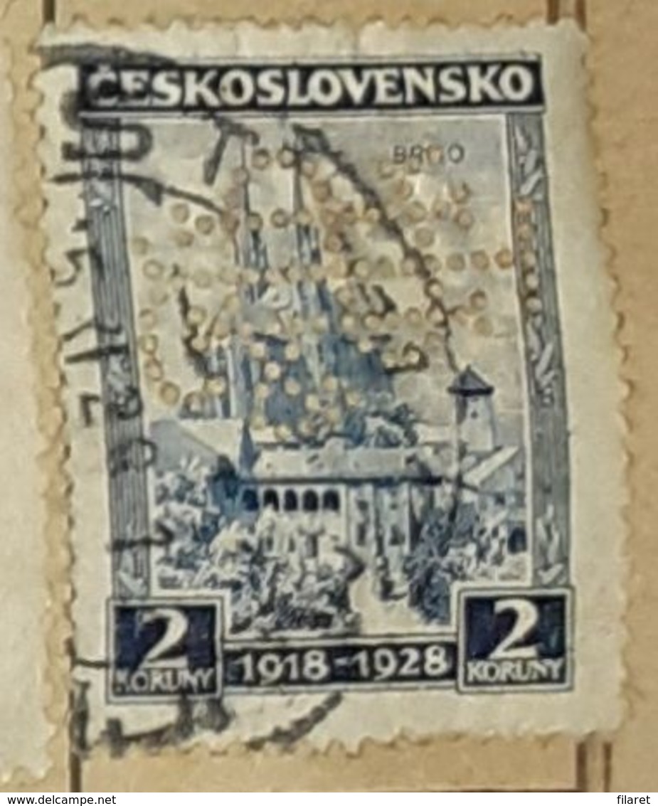 CZECHOSLOVAKIA-CASTLE,PERFIN.-USED STAMP - Used Stamps