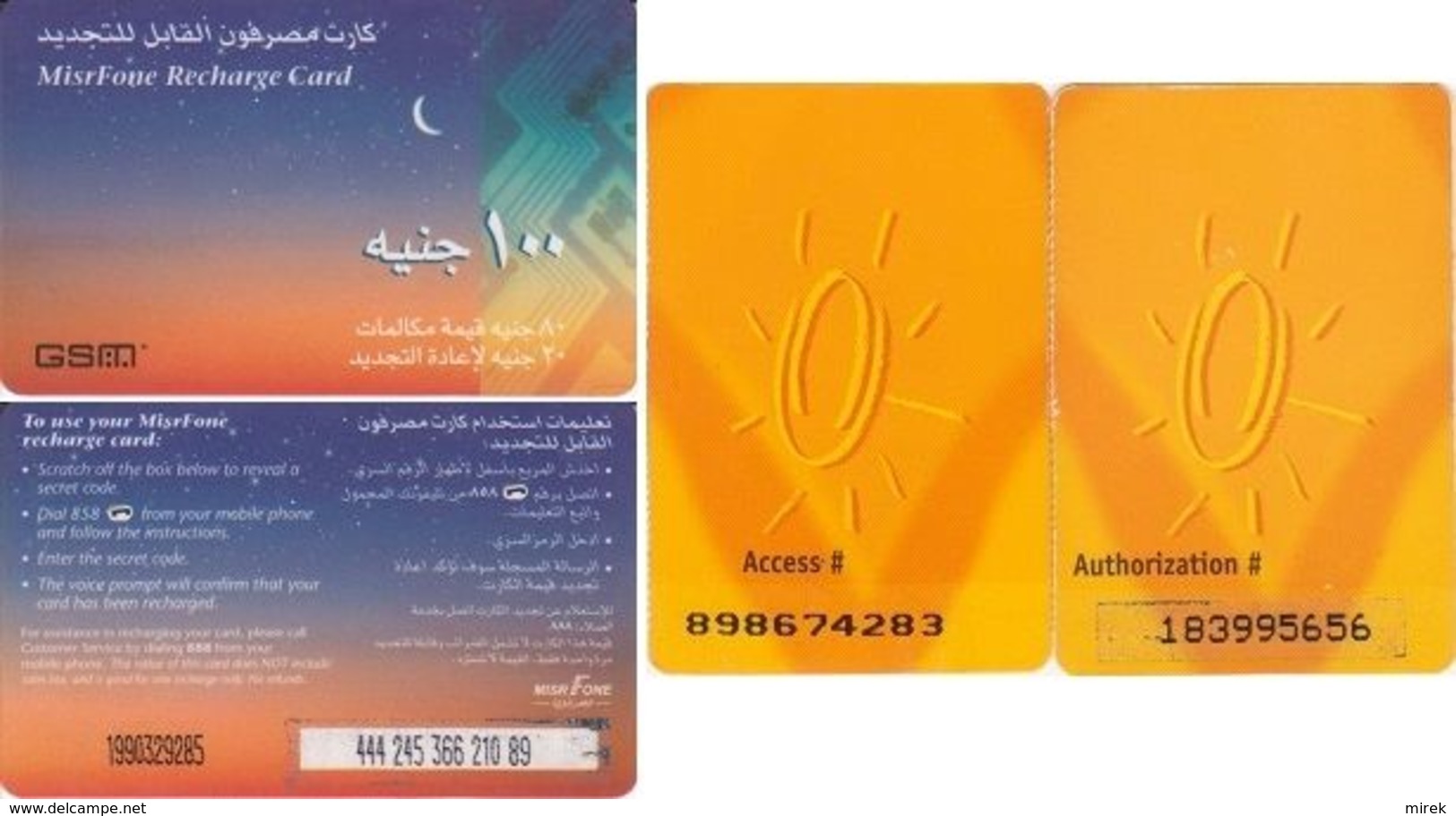 90/ Egypt; MisrFone, 3 Old Prepaid GSM Cards - Egypte