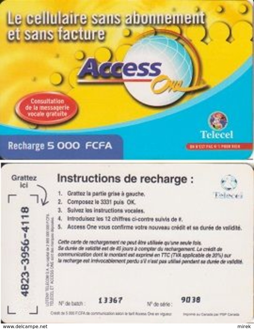 92/ Ivory Coast; Telecel, Old Prepaid GSM Card - Ivory Coast