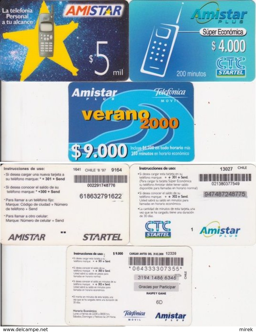 104/ Chile; Telefonica, 3 Old Prepaid GSM Cards - Cile