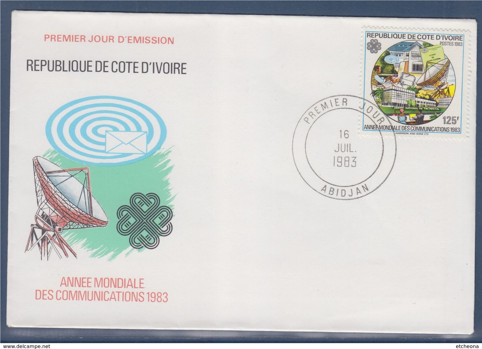 Année Mondiale Des Communications Côte D'Ivoire Abidjan 16.7.83 Enveloppe 1er Jour - Ivoorkust (1960-...)