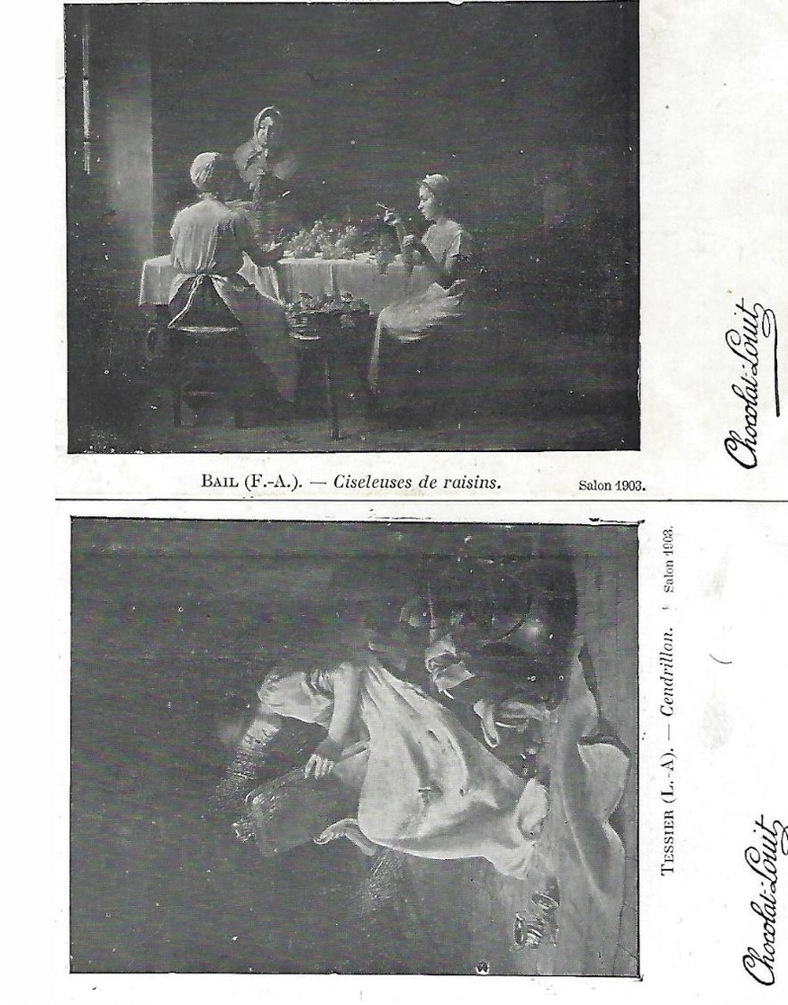 Chocolat Louit-salon 1903-la Ciseleuse De Raisin Et Cendrillon-2 Cartes - Advertising