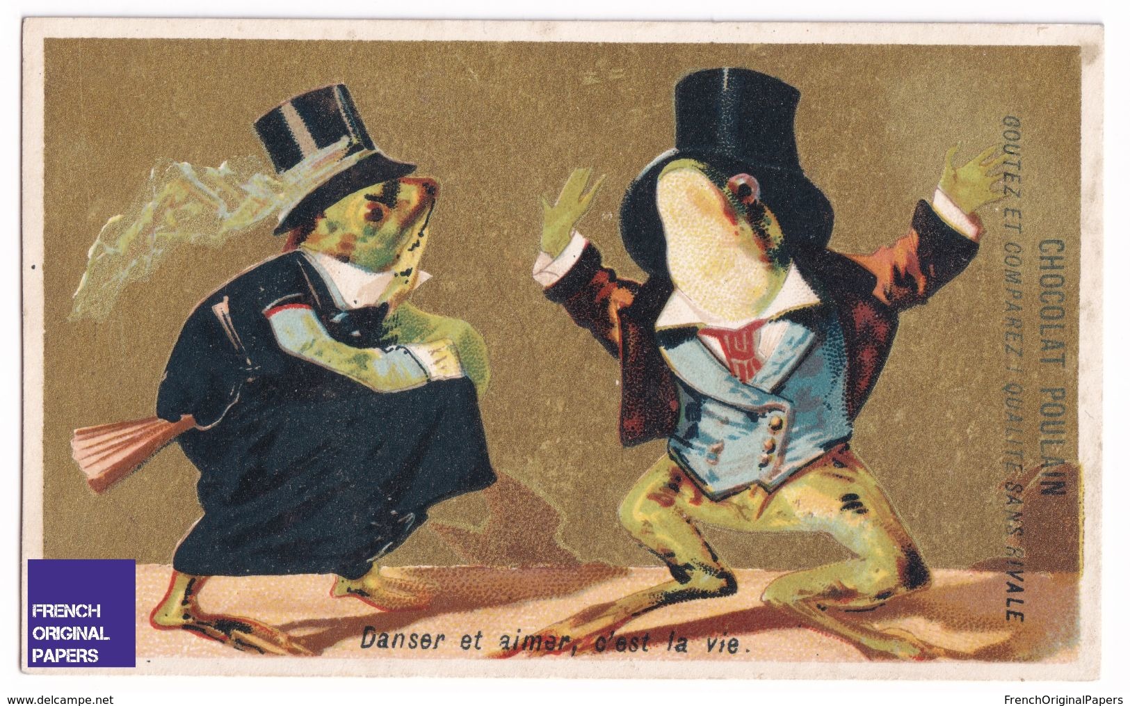 Rare Chromo Chocolat Poulain Testu & Massin 1895 Thème Grenouille Humanisée Anthropomorphisme Justice Juge Avocat A37-43 - Poulain