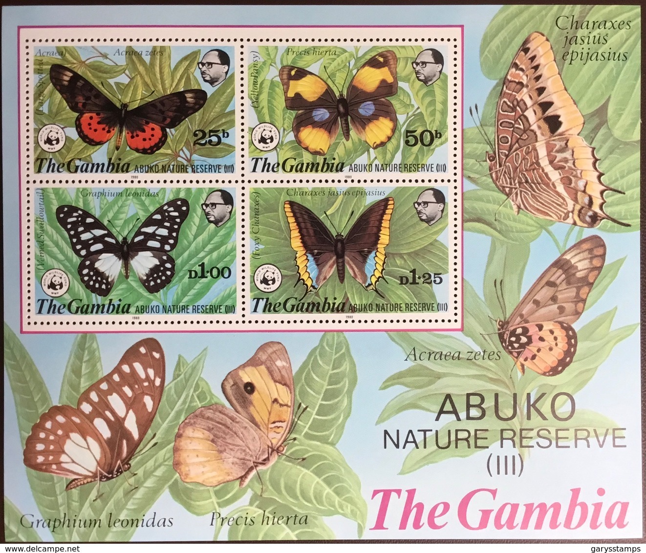 Gambia 1980 WWF Abuko Butterflies Minisheet MNH - Farfalle