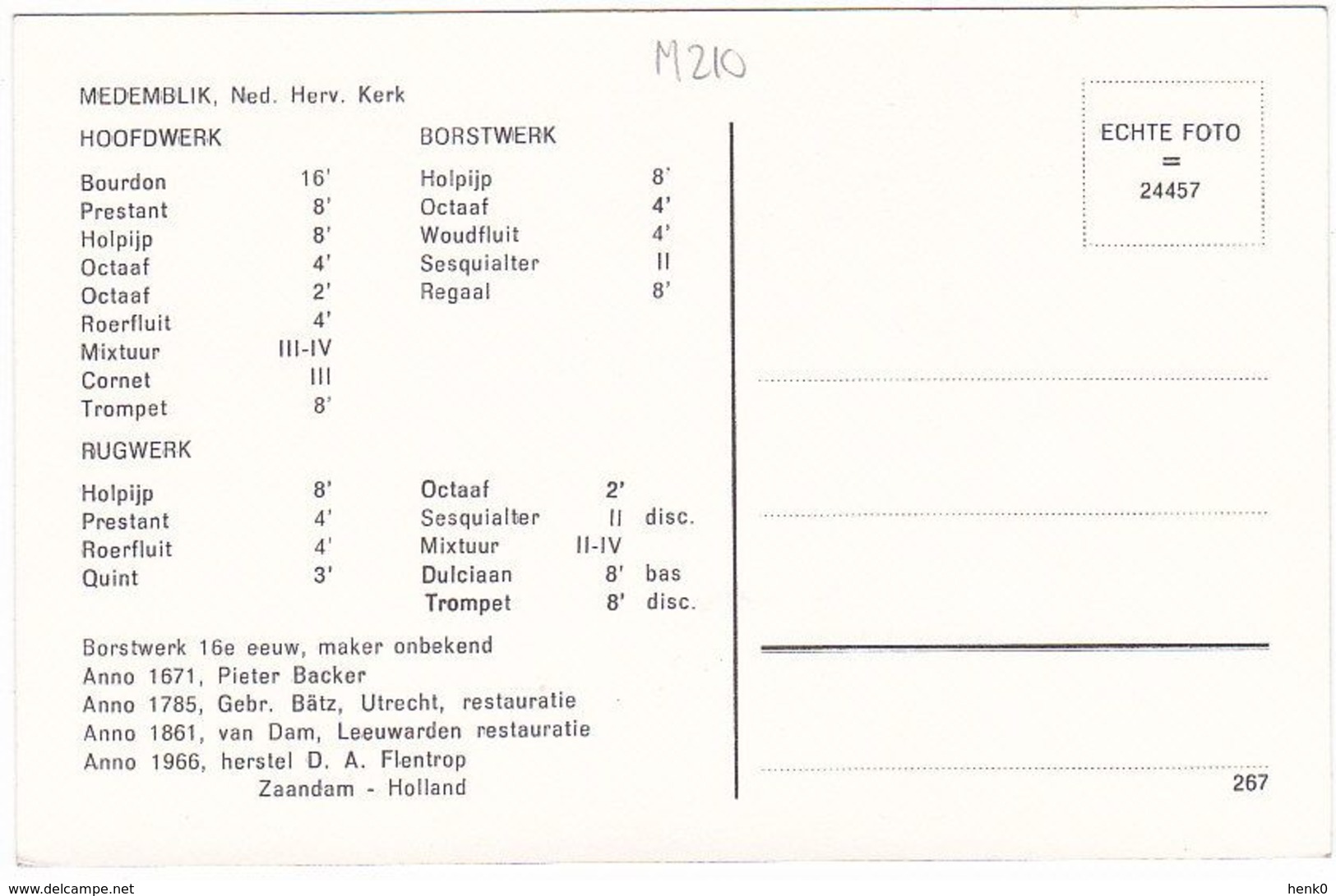 Medemblik Hervormde Kerk Orgel M210 - Medemblik