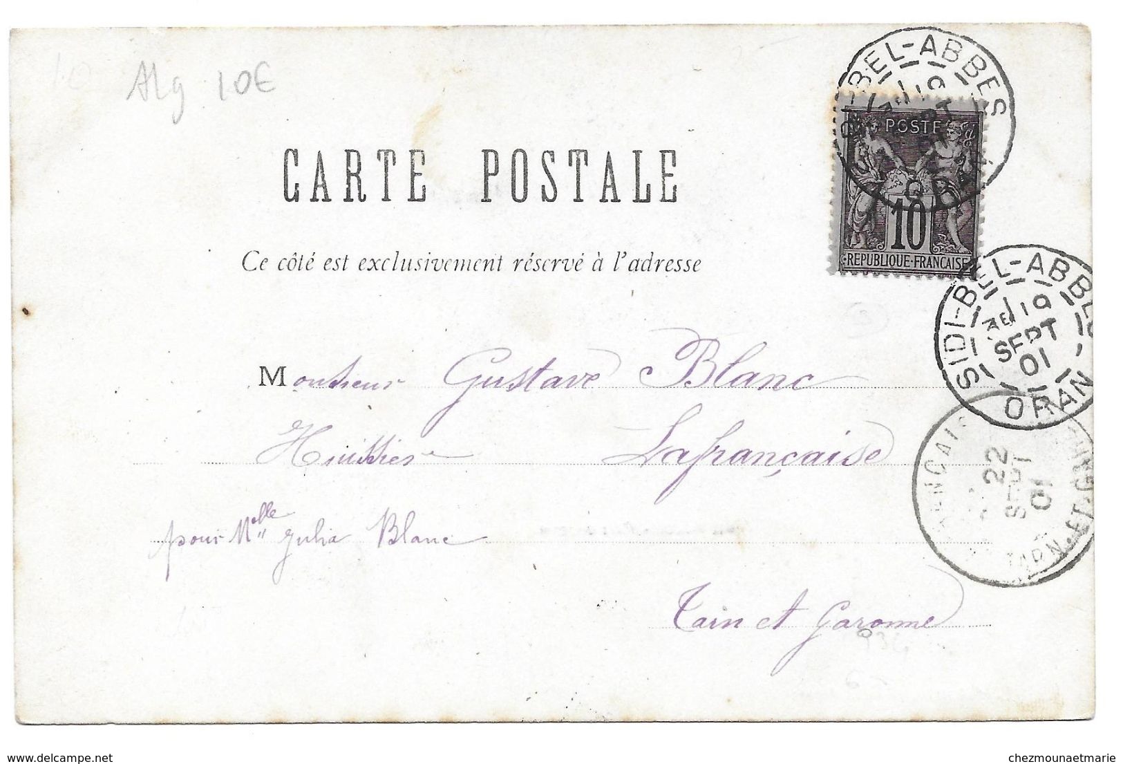 BEL ABBES ALGERIE POISSONNERIE 1901 POUR GUSTAVE BLANC LAFRANCAISE - CONVOYEURS - CPA - Sonstige & Ohne Zuordnung