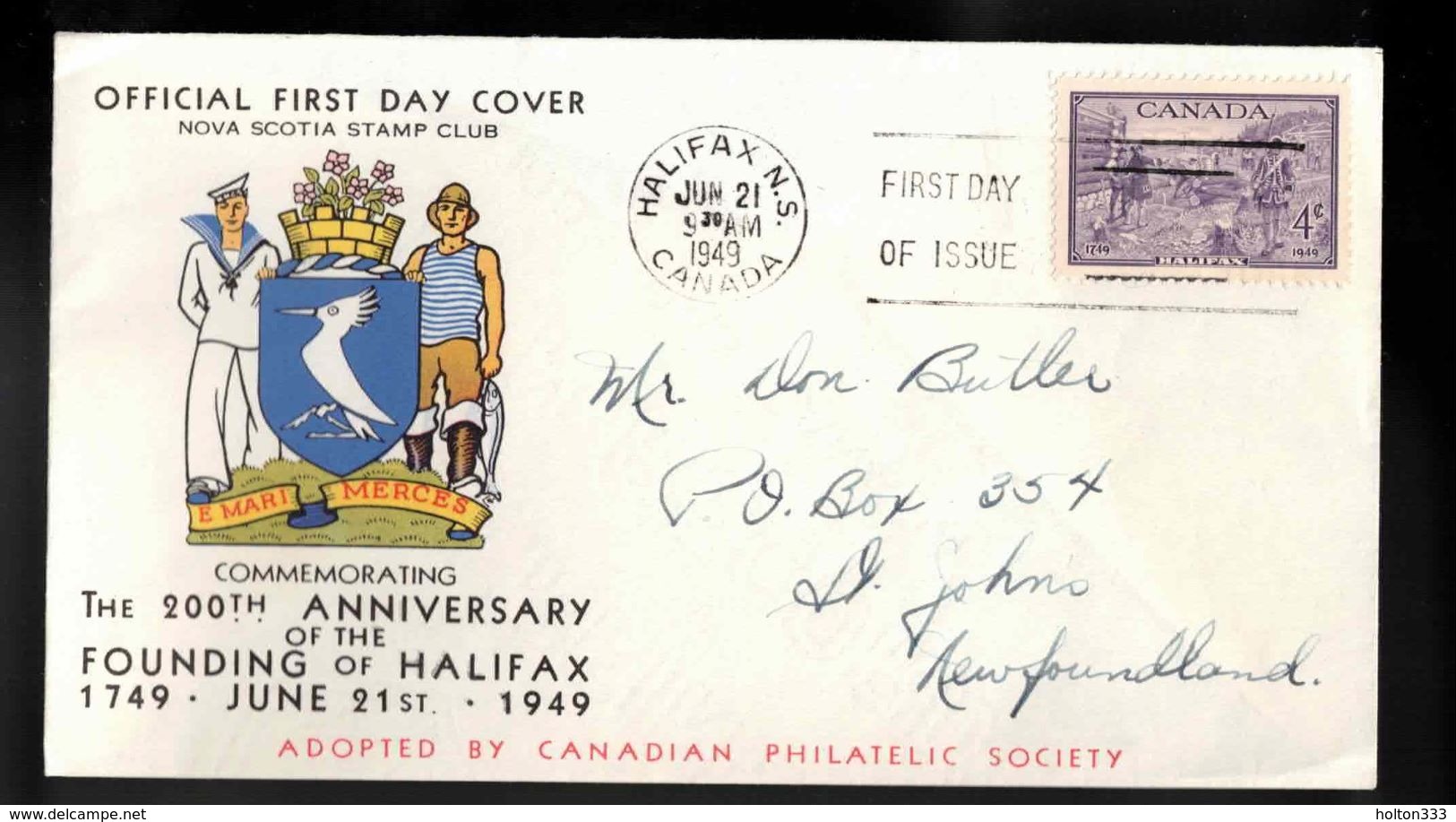 CANADA FDC Scott # 283 - 200th Anniversary Of Halifax - Nice Cachet - ....-1951
