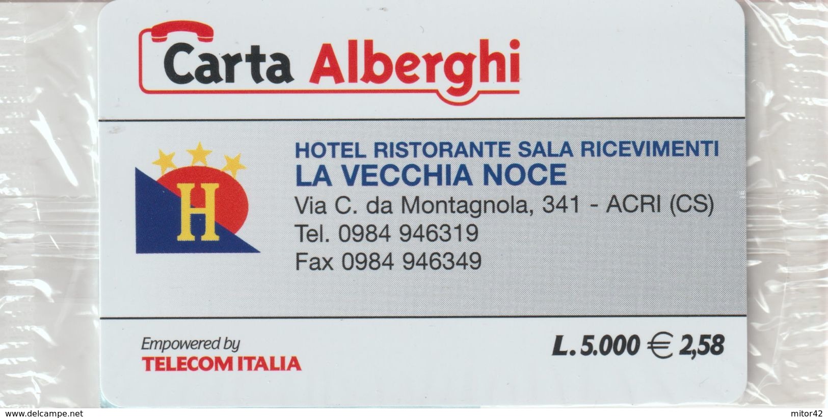 3-Carta Alberghi-La Vecchia Noce-Acri (CS)-Nuova In Confezione Originale - Special Uses