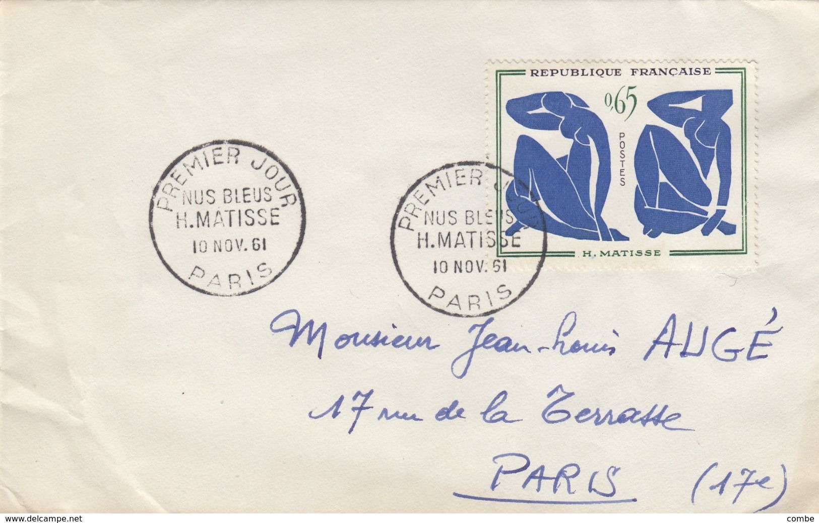 LETTRE. 10 1 61. NUS BLEUS MATISSE SEUL SUR LETTRE - 1961-....