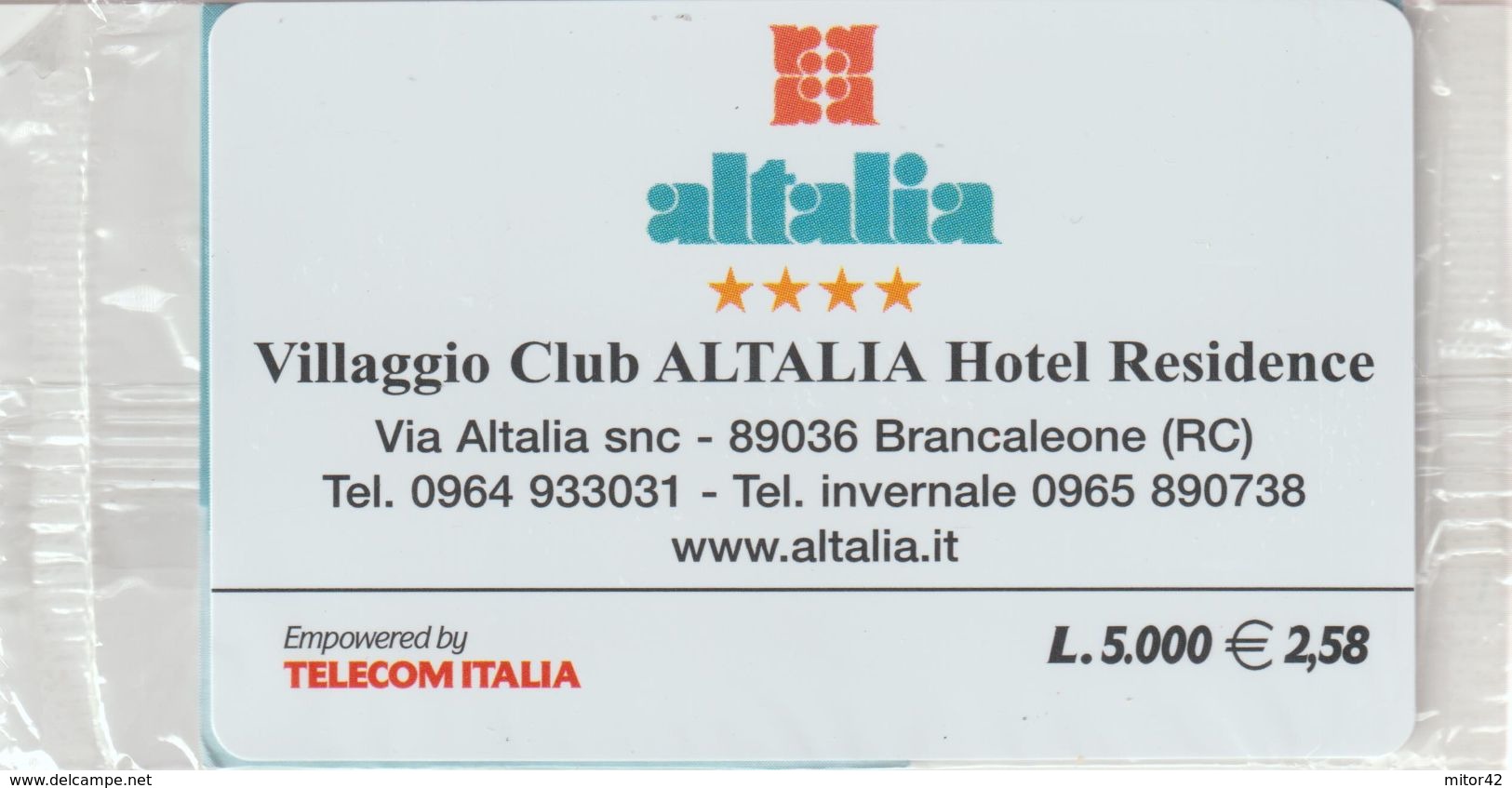 14-Carta Alberghi-Altalia-Brancaleone (RC)-Nuova In Confezione Originale - Special Uses