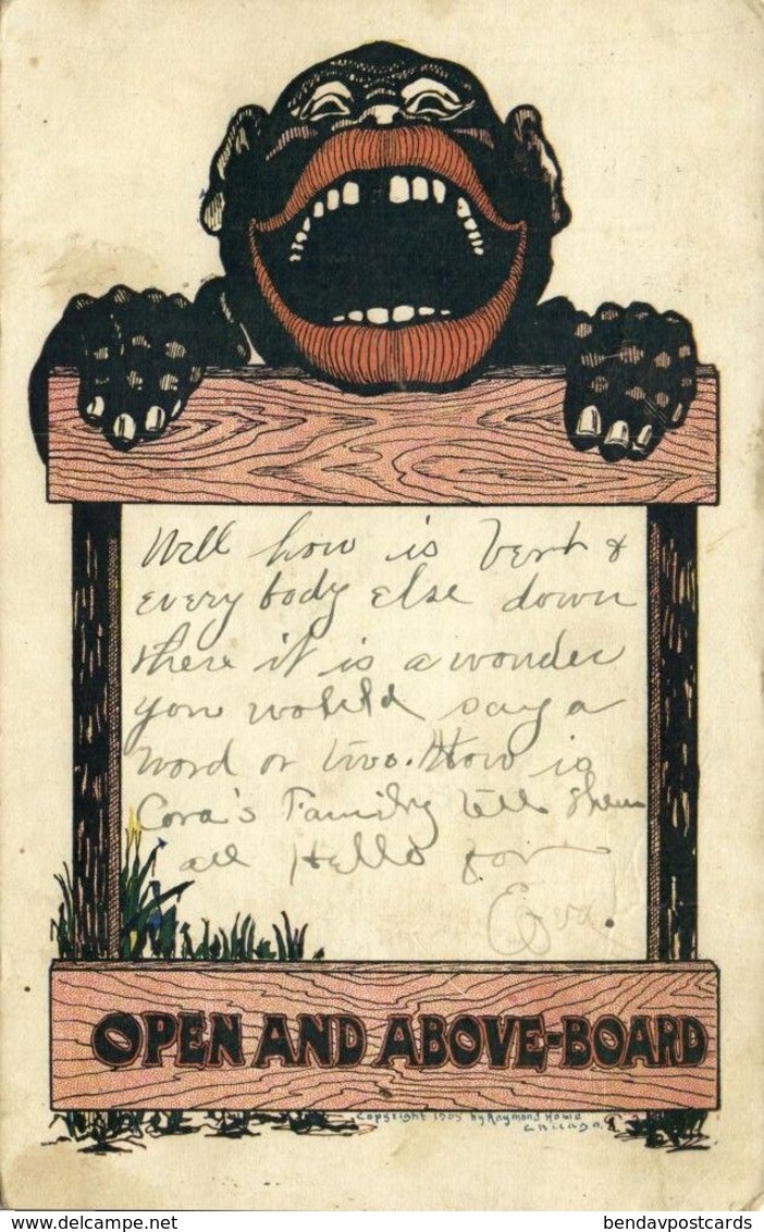 Black Americana, Open And Above-Board (1906) Postcard - Black Americana