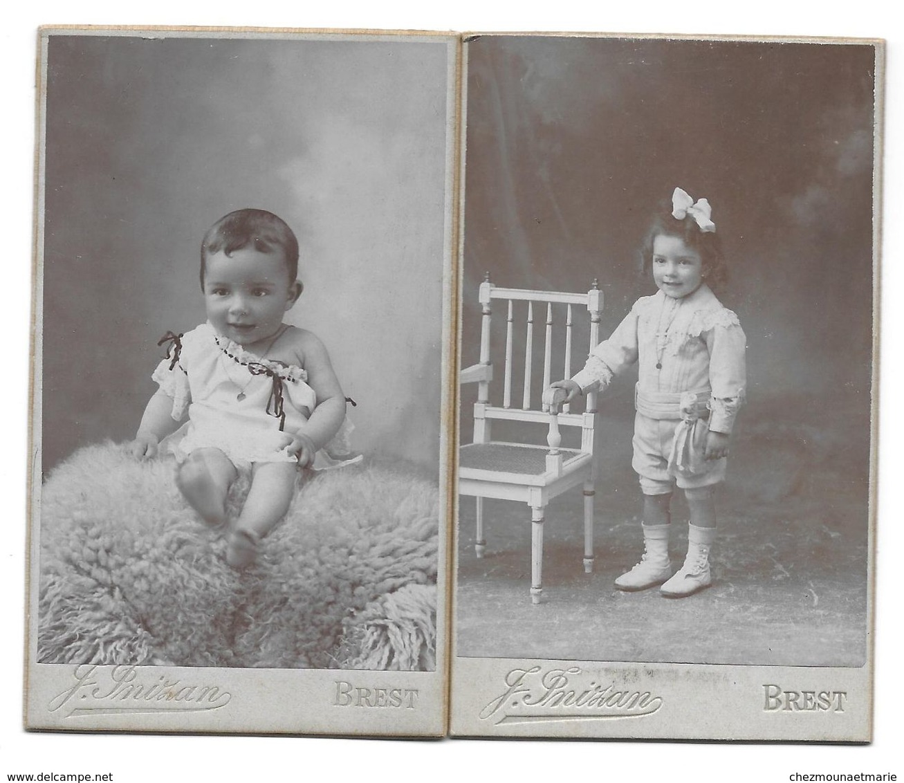 RAYMOND HILLAIRET FUTUR COMMISSAIRE DE LA MARINE NE EN 1906 A BREST - CDV PHOTO INIZAN LOT DE 2 - Célébrités