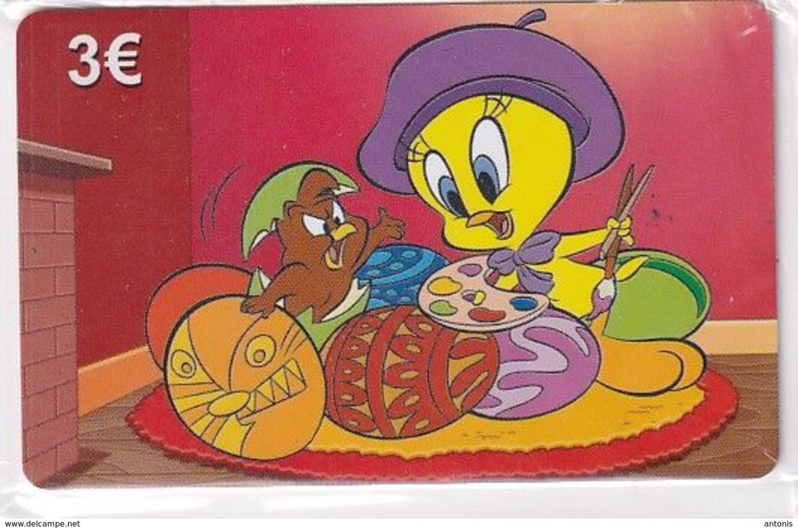 GREECE - Looney Tunes/Tweety & Henery Hawk, Amimex Prepaid Card 3 Euro, Tirage 2000, Mint - Griechenland