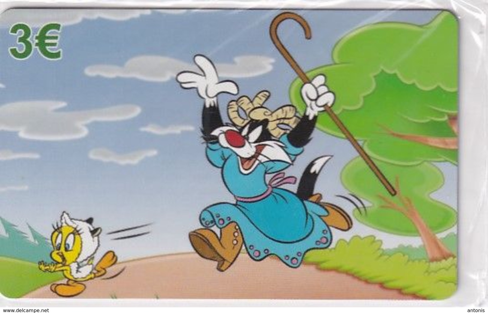 GREECE - Looney Tunes/Sylvester The Cat & Tweety, Amimex Prepaid Card 3 Euro, Tirage 2000, Mint - Grèce